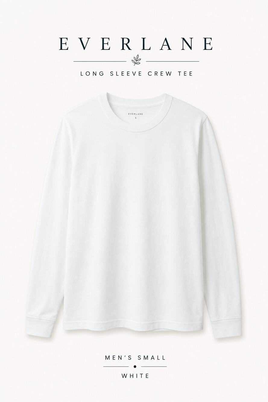 Everlane Men’s Small White Long Sleeve Crew Tee Heavy Cotton NWT